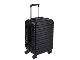 AmazonBasics Black Hardsided Cabin Trolley (55 cm, Fully-lined interior, Telescoping handle)
