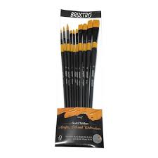 Brustro Artists Brushes for Beginners  (Set of 10 Brushes in assorted sizes, Synthetic Golden Taklon, Suitable for Acrylics, Oil and Watercolour)