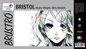 Brustro Bristol A4 Size Paper for Sketching (Pack of 20 sheets, 250 GSM thick, Ultra Smooth, Ideal for solvent based markers, felt tip pen, watercolour, ink, airbrush, pencil and charcoal and perfect for illustration, design and manga)