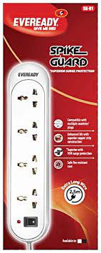 Eveready Spike Guard SG01  (6 Amps, 2.5 meter Extra long cable, 4 Universal sockets, Protects the equipment from sudden surge in electric current )
