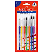 Faber-Castell Tri-Grip Brush (Round, Pack of 7, Suitable for water color and acrylic colors)