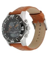 Fastrack Analog-Digital Watch For Men 38035SL04  (Quartz movement, 47.3mm Round Case Dia, Leather Band, Water resistance 50 meters )