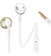 JBL T205 Pure Bass Metal Earphones (With Mic, In-Ear, Wired Tangle-free flat cable, Without Noise Cancellation, Comfort-fit ergonomics earbuds)