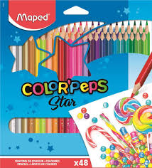 Maped Colorpeps Star Multicolor Pencil Set (Pack of 48 Color Pencils with 4 fluos, 1 gold and 1 silver, Triangular shape for better grip)