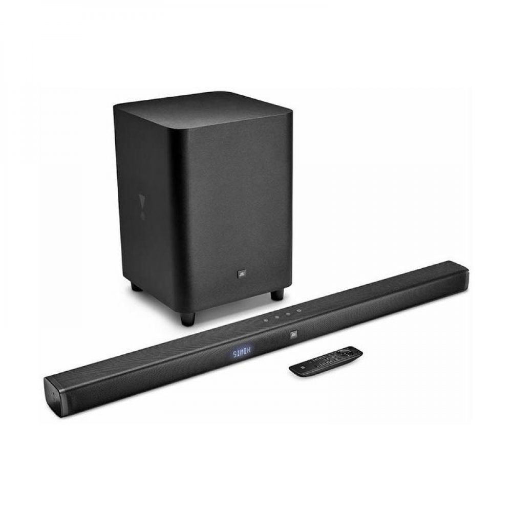 JBL Bar 2.1 Speaker (Channel Soundbar with Wireless Subwoofer, 300W, 4 Woofer, Dolby, Surround Sound)
