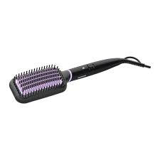 Philips BHH880/10 Hair Straightening Brush (Two temperature settings 170°C & 200°C,  Keratin-infused Tourmaline coating ceramic bristles)