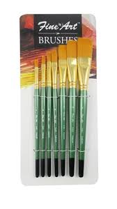 Pidilite Fine Art Painting Flat Brushes (Set of 7 Brushes, Flat shape and various sizes and are suitable for watercolours, acrylic and oil paint)
