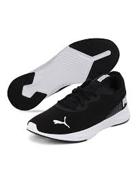Puma Hustle XT Running Shoes for Men (Black Mesh top, Lace up closure, Medium width)