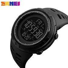 SKMEI  Digital Watch for Men (Quartz movement, Black dial, 52 mm Case diameter, Green colour silicon rubber band, Water resistant )