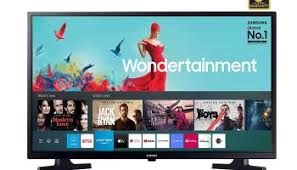 Samsung 32 Inch Wondertainment Series Smart TV UA32T4340AKXXL  (20 Watts Output, HD Ready, LED 2020 Model Smart TV, 2 HDMI ports, 1 USB Port, Personal Computer, Screen Share, Music System, Content Guide, Connect Share Movie)