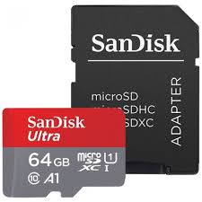 SanDisk Ultra 64 GB Ultra SDXC Class 10 Memory card  (With Adapter, Transfer speed up to 100 MB/s, Compatible with Android smartphones and tablets )