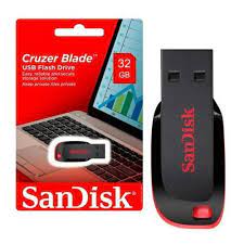 SanDisk Cruzer Blade USB Flash Drive 32GB  (Ultra-compact and portable, Cap-less design, Operating temperature-0ºC to 45 ºC)