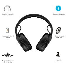 Skullcandy Crusher wireless headphones (With Mic, Over-Ear Earphones, Wireless Bluetooth, Noise level isolation fit, Without Noise cancellation, 40 hrs battery life, Rapid charge
)