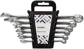 Amazon Brand Solimo Spanner Set  ( Pack of 10, Carbon Steel Double Ended Open Jaw, Drop-forged quality, Hardened steel material, Hardened steel material 6- 27mm)