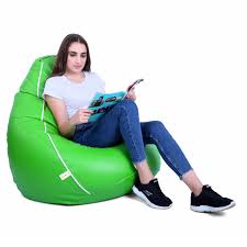 Amazon Brand  Solimo Bean Bag Cover XXL  (Green Colour with Yellow Piping, Leatherette Material, Size- 60 x 60 x 106 cms, Beans to be purchased seperately )