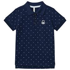 United Colors Of Benetton Printed Men Polo Neck T-Shirt (Dark Blue, Regular Fit, Casual wear, Machine wash )